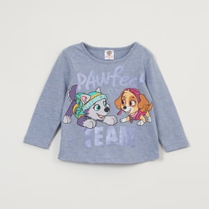 Polera Manga Larga Niña Pawfect Team Gris Paw Patrol