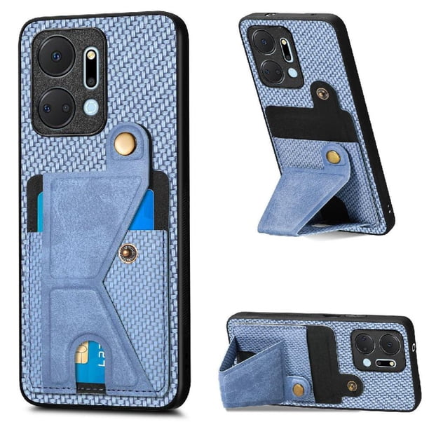Funda Resistente para Honor X7A con Tarjetero y Soporte, Diseño Magnético Azul