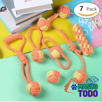 Genérico - Set 7 Juguetes Mascotas Perro Bola, Cuerdas Nudos En Algodón