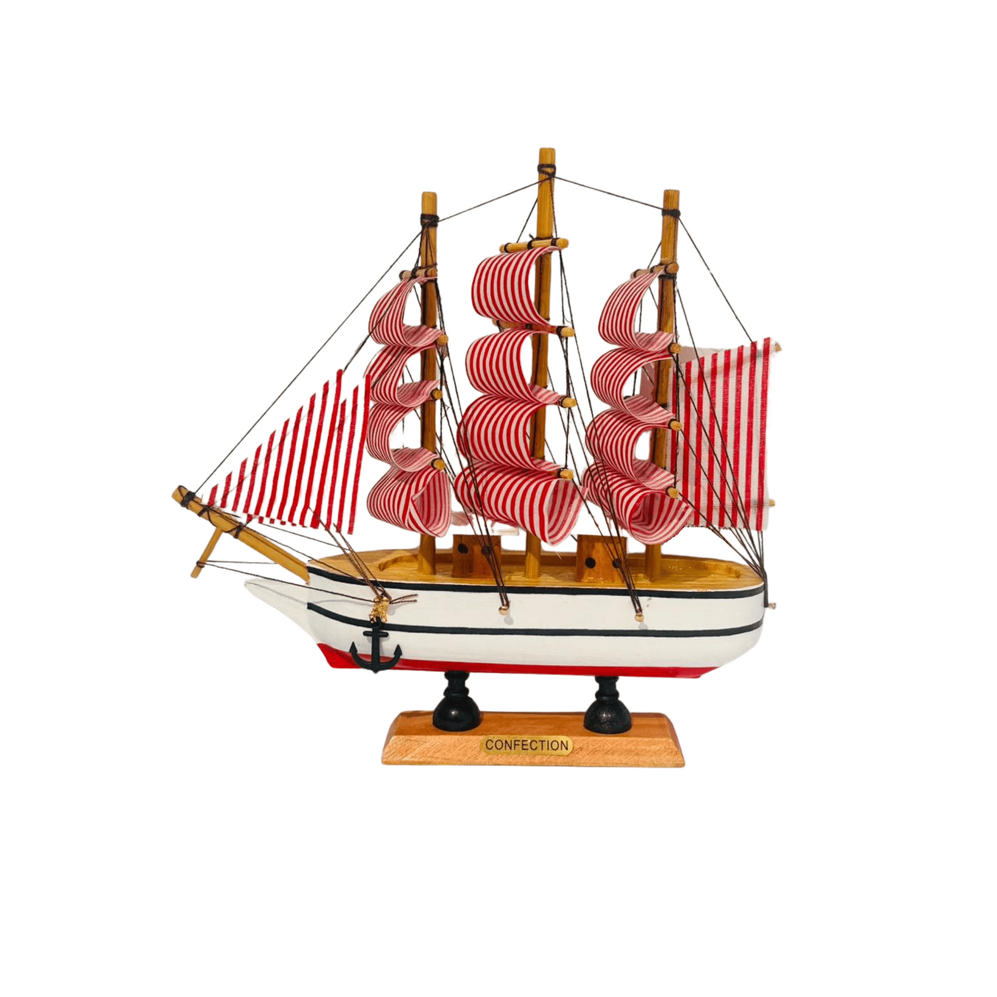 Decostilo - Decoración: Barco Velero De Madera 19cm
