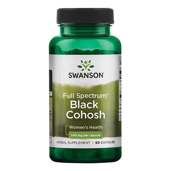 Swanson Full Spectrum Black Cohosh Suplemento De Cohosh Negro 540mg, 60 Cápsulas Sin Sabor