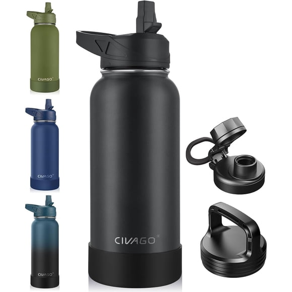 Botella Térmica CIVAGO de Acero Inoxidable con 3 Tapas