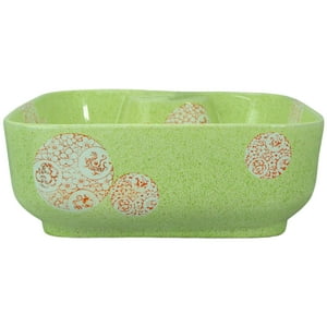 Domsa - Lavamanos Sobreponer Rectangular Verde Con Diseños 40X40X15 Cm