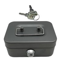 Magideal - Caja De Dinero Con Bloqueo De Tesoro De Bloqueo De Bosquecedor De Metal Pequeño Estuche Portátil De Caja De Reclutamiento De Cajas De Recuerdos Para Gris