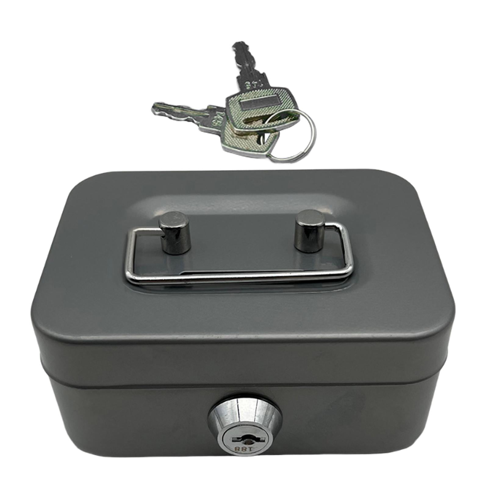 Magideal - Caja De Dinero Con Bloqueo De Tesoro De Bloqueo De Bosquecedor De Metal Pequeño Estuche Portátil De Caja De Reclutamiento De Cajas De Recuerdos Para Gris