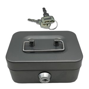 Magideal - Caja De Dinero Con Bloqueo De Tesoro De Bloqueo De Bosquecedor De Metal Pequeño Estuche Portátil De Caja De Reclutamiento De Cajas De Recuerdos Para Gris