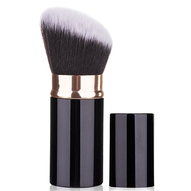 Brochas de maquillaje retráctiles para base, brocha de viaje de cabeza plana, brocha de base portátil con funda