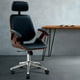 thumbnail image 3 of Silla Ejecutiva Ergo | Cuero Negro | Apoyabrazos de Madera y Reposacabezas Ajustable, 3 of 8