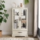 thumbnail image 1 of Glass Cabinet Lighted Glass Cabinet Curio Display Cabinet with Adjustable Glass Shelves 2 Doors and 1 drawer Cabinet Bulb Included White, 1 of 3