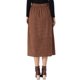thumbnail image 3 of INSPIRE CHIC Falda Midi de Pana para Mujer con Cintura Alta Elástica y Bolsillos, Falda Casual en Línea A, Talla L, Marrón Oscuro, 3 of 6