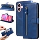 thumbnail image 1 of Funda con Cremallera para iPhone 16 Plus, Carcasa Cartera de Cuero PU con Soporte y Tarjetero, 1 of 6