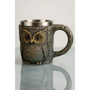 Decostilo - Tazon - Taza Termica De Acero Con Diseño De Buho En 3D