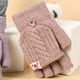 thumbnail image 5 of Guantes sin dedos para niños, niños, adultos, invierno, cálidos, tejidos, convertibles, con parte superior abatible, mitones sin dedos, 5 of 5