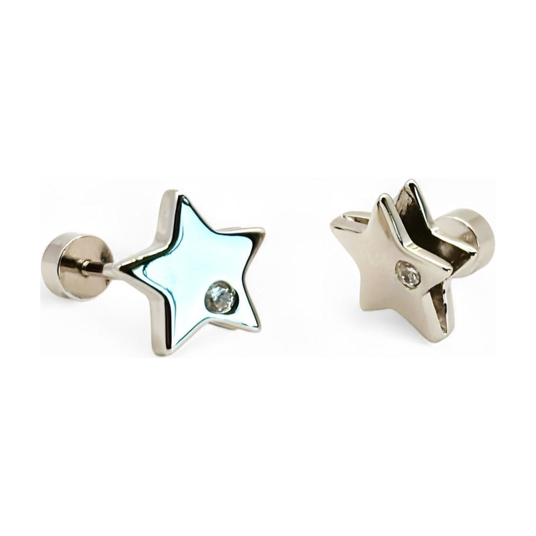Tiana Joyas - Aros De Estrella Con Un Circón De Plata 925