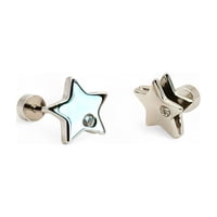 Tiana Joyas - Aros De Estrella Con Un Circón De Plata 925