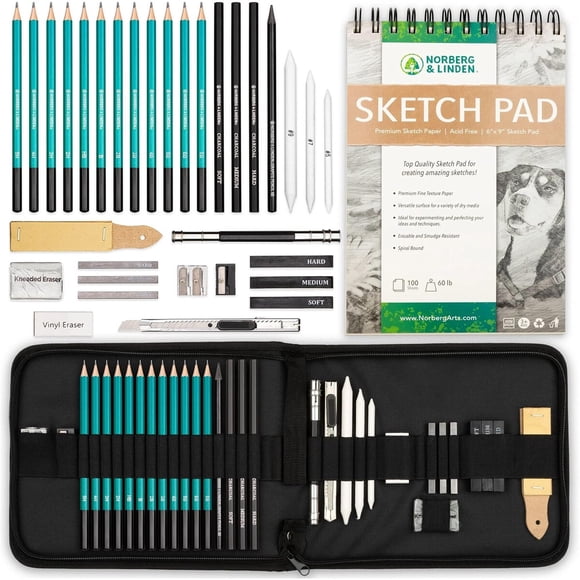 Set de dibujo Norberg Linden XL, 35 piezas y 100 hojas