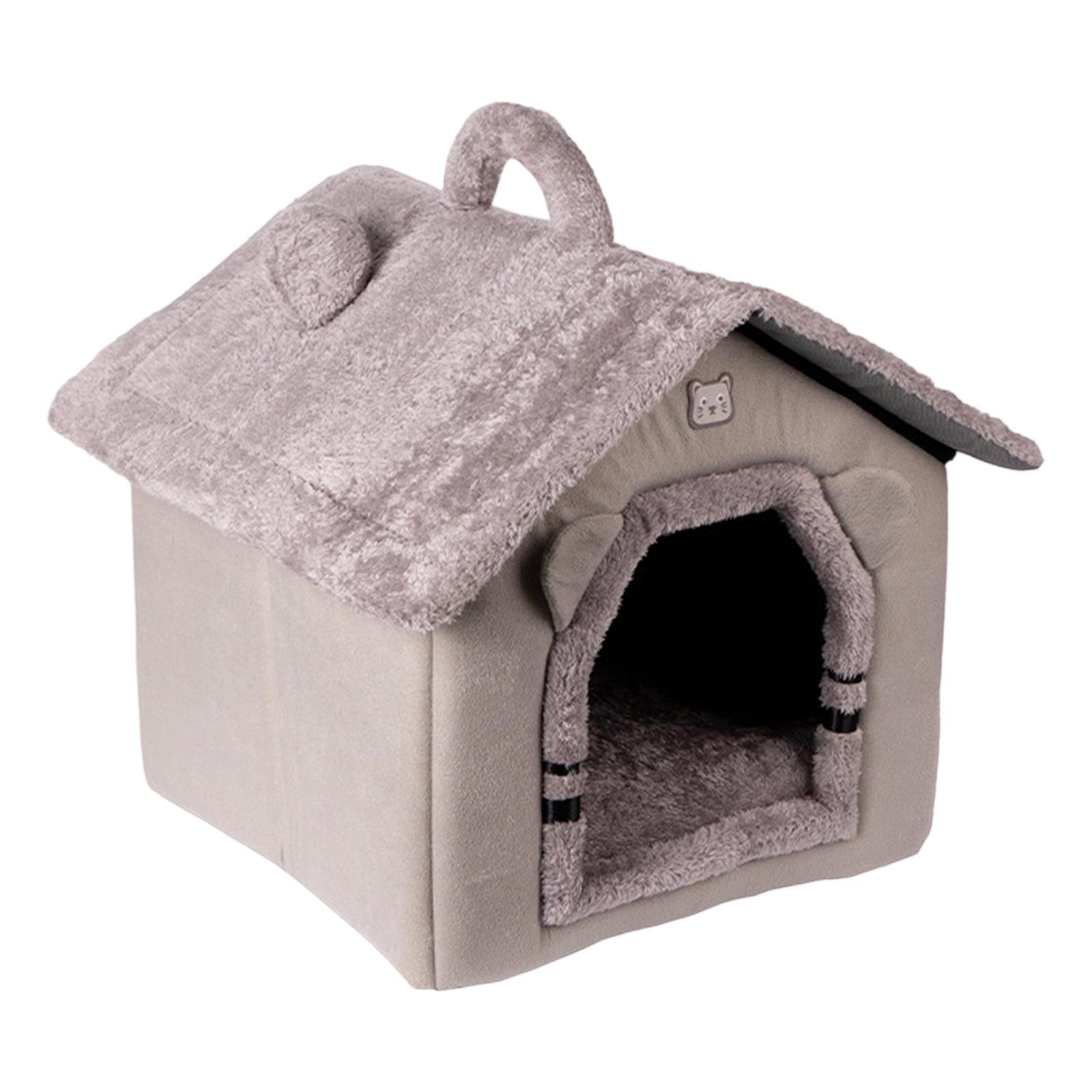 Ioensy - Cama Para Gatos, Suave, Tipo Cueva Para Gatitos, Con Asa, Compacta, Tamaño S, Gris