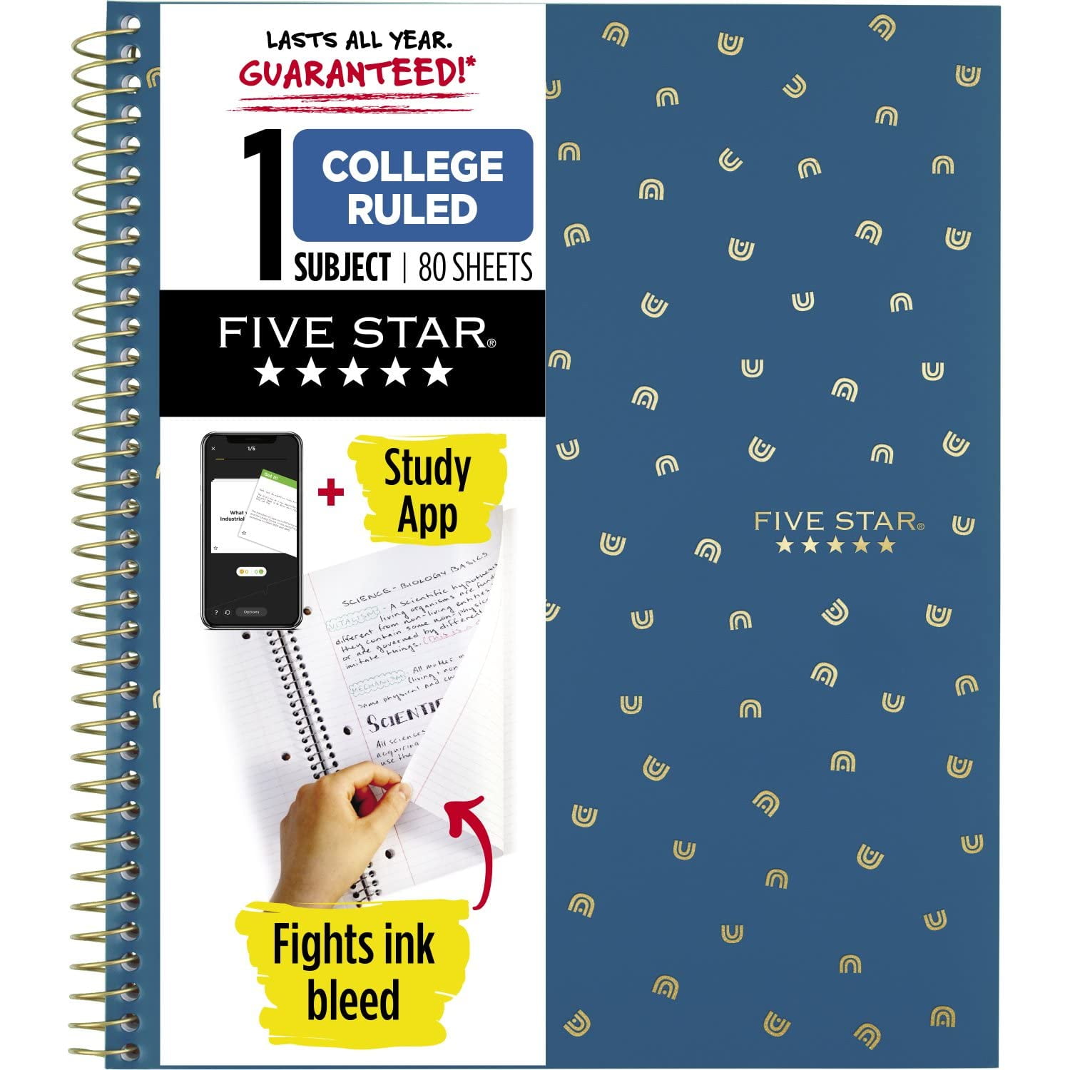 Cuaderno Espiral Five Star 1 Materia, Rayado Universitario, 21.6x28 Cm