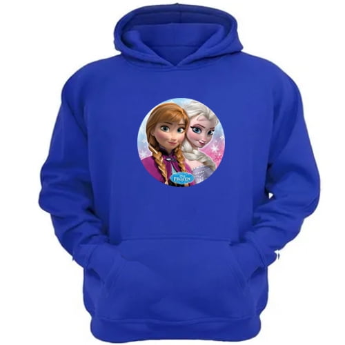Polerón Canguro Elsa Y Anna Azul Talla S Unisex