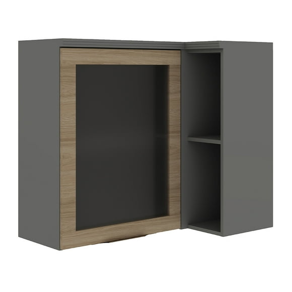 Mueble Mural Aéreo Esquina con Puerta de Vidrio 1612 Itapua