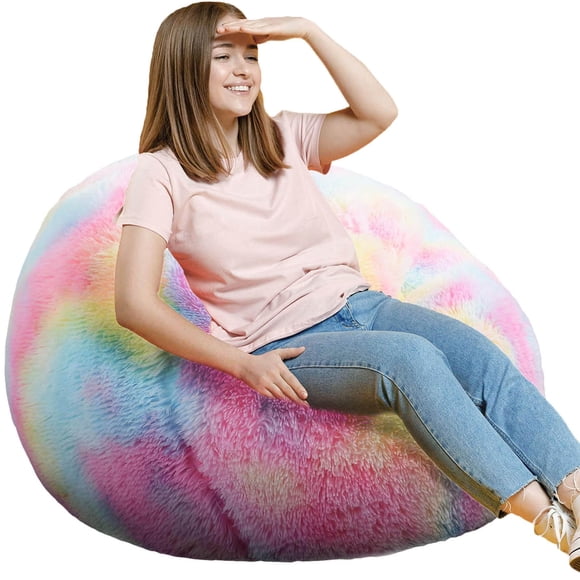 Sillón Puff Kisoy Redondo de 91 cm con Piel Sintética Arcoíris