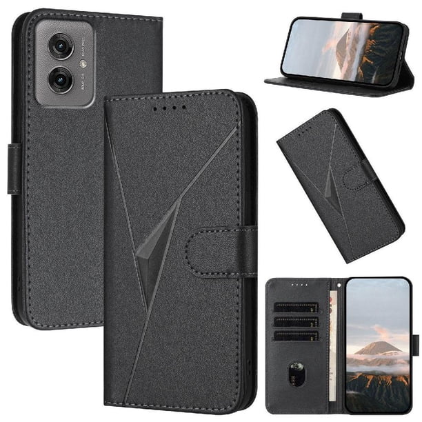 Funda Cartera Fibra de Carbono para Motorola MOTO G55 con Soporte y Cierre Magnético Negro