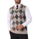 thumbnail image 4 of INSPIRE CHIC Chaleco de Punto Casual sin Mangas con Cuello en V a Cuadros Argyle para Hombre M Marrón Claro, 4 of 5