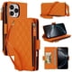 thumbnail image 2 of Para iPhone 15 Pro Max Funda Tipo Cartera con Bloqueo RFID, Funda de Teléfono Tipo Bolso Cruzado con 9 Ranuras para Tarjetas, Bolsillo con Cierre y Correa Desmontable, Naranja, para iPhone 15 Pro Max, 2 of 9