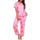 thumbnail image 2 of INSPIRE CHIC Conjunto de Pijama para Mujer Manga Corta Ropa de Dormir Camisones Botones Estampado Cuello Solapa Pantalones Pierna Ancha Recta Cintura Elástica Conjuntos Descanso 2XL Rosa, 2 of 6