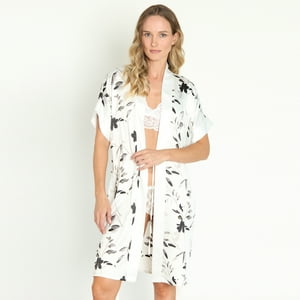 Bbz Barbizon - Bata De Mujer Mini Satin Ivory Estampado