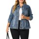 thumbnail image 5 of Agnes Orinda Chaqueta de Mezclilla Talla Grande para Mujeres Manga Larga Abotonada Lavada Chaqueta de Jean Camionero 4X Azul, 5 of 8