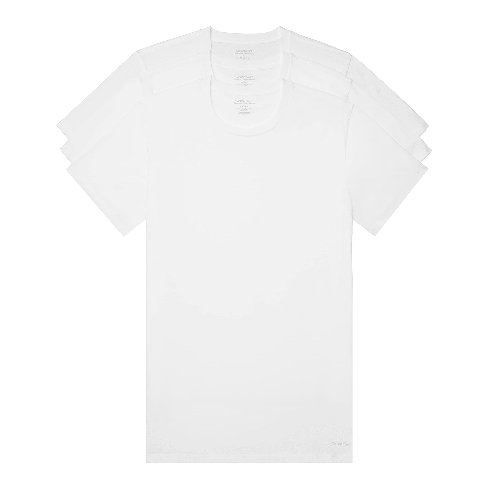 Pack De 3 Camisas Calvin Klein Cotton Classics Para Hombre, Color Blanco L