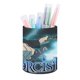 thumbnail image 1 of Blue Exorcist-theme Cylinder Pen Holder Pencil Organizer with Flannel Lining PVC Leather Material Cardboard Base for study work 10*8CM, 1 of 6