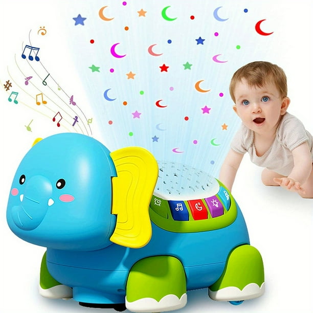 Baby Crawling Toys Elephant Musical Light Up Baby Toys For 6 To 12 Months,Infant Toy With Light & Sound & Automatically Avoid Obstacles,Tummy Time Toy For 12-18 Months Boy Girls