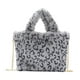 thumbnail image 3 of Bolso de Mano de Leopardo/Cebra para Mujeres, Bolsa de Piel Sintética de Pelo, Gris con Motivo de Leopardo, 3 of 3
