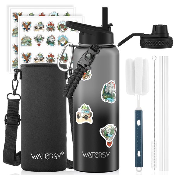 Botella de Agua Watersy 1200 ml Aislada con Sorbete Gris