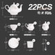 thumbnail image 4 of Juego de té CHENP.HMC de 22 piezas de porcelana cerámica blanca, 4 of 7