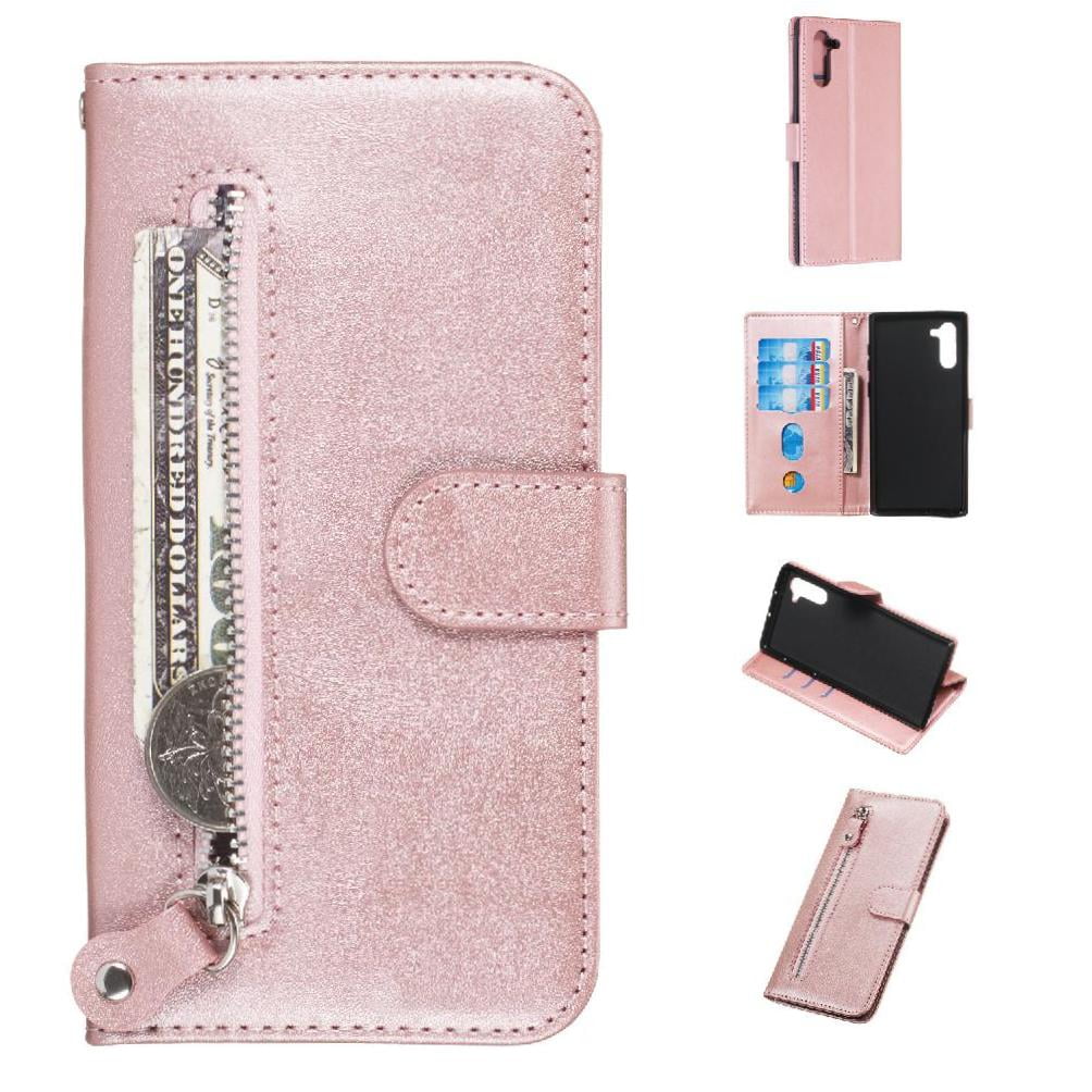 Gangxun - Funda Con Cremallera Para Samsung Galaxy Note 10 Plus, Carcasa Cartera De Cuero Pu Con Soporte Y Tarjetero