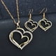thumbnail image 1 of Vintage Style Double Hollow Love Heart Jewelry Set with Pendant Necklace, Earrings, Bracelet & Zircon Inlay, 1 of 4