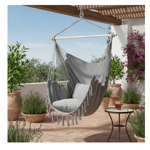 Genérico - Silla Colgante Hamaca Columpio Camping Terraza Al Aire Libre Gris Claro