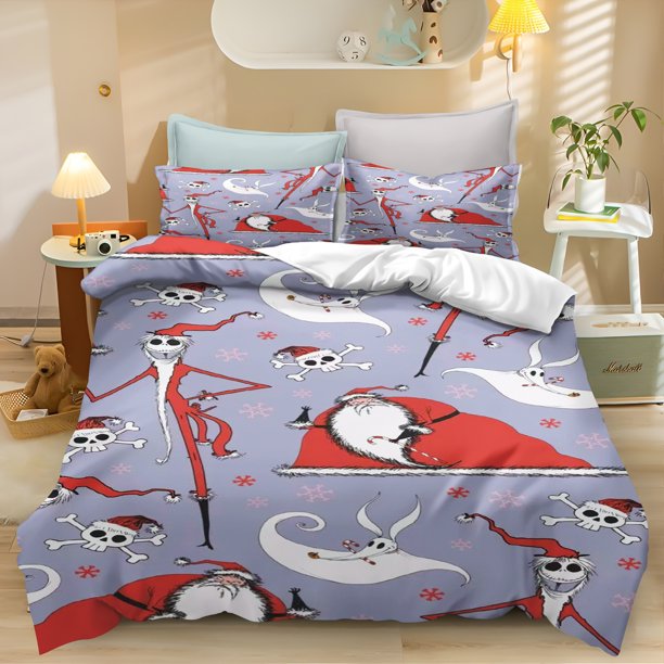 v1229 Bed Sheets Merry Christmas Cartoon Duvet Cover Anime Printing Cute Children's Bedroom Set Polyester Adult Gift /pcs Bedding 3-Piece Bedding Set (1 Duvet Cover + 2 Pillow Shams) Bed Sheets ju1