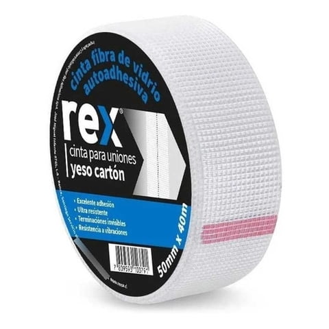 Rex - Cinta Para Juntas Uniones Yeso Cartón Autoadhesiva 50Mmx40M