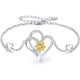 thumbnail image 1 of Pulsera Brazalete Plata 925 Girasol Doble Corazon Mujer plateado Talla única, 1 of 5