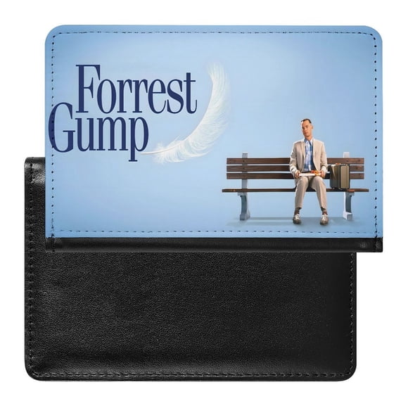Forrest Gump Porta Pasaporte Y Cartera De Viaje Premium De Cuero PU, Funda De Pasaporte Bloqueo RFID Con Ranuras Para Tarjetas De Crédito, Estuche Para Libro De Pasaporte Para Familia 10cm × 15cm