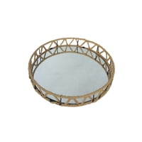Vgo - Bandeja Espejada Con Mimbre Can9018
