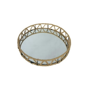 Vgo - Bandeja Espejada Con Mimbre Can9018