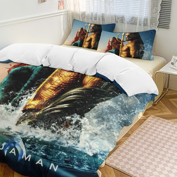 Aquaman Bedding Comforter Sets 3-Piece Bedding Set Soft Warm Bed Set for Bedroom All Season
