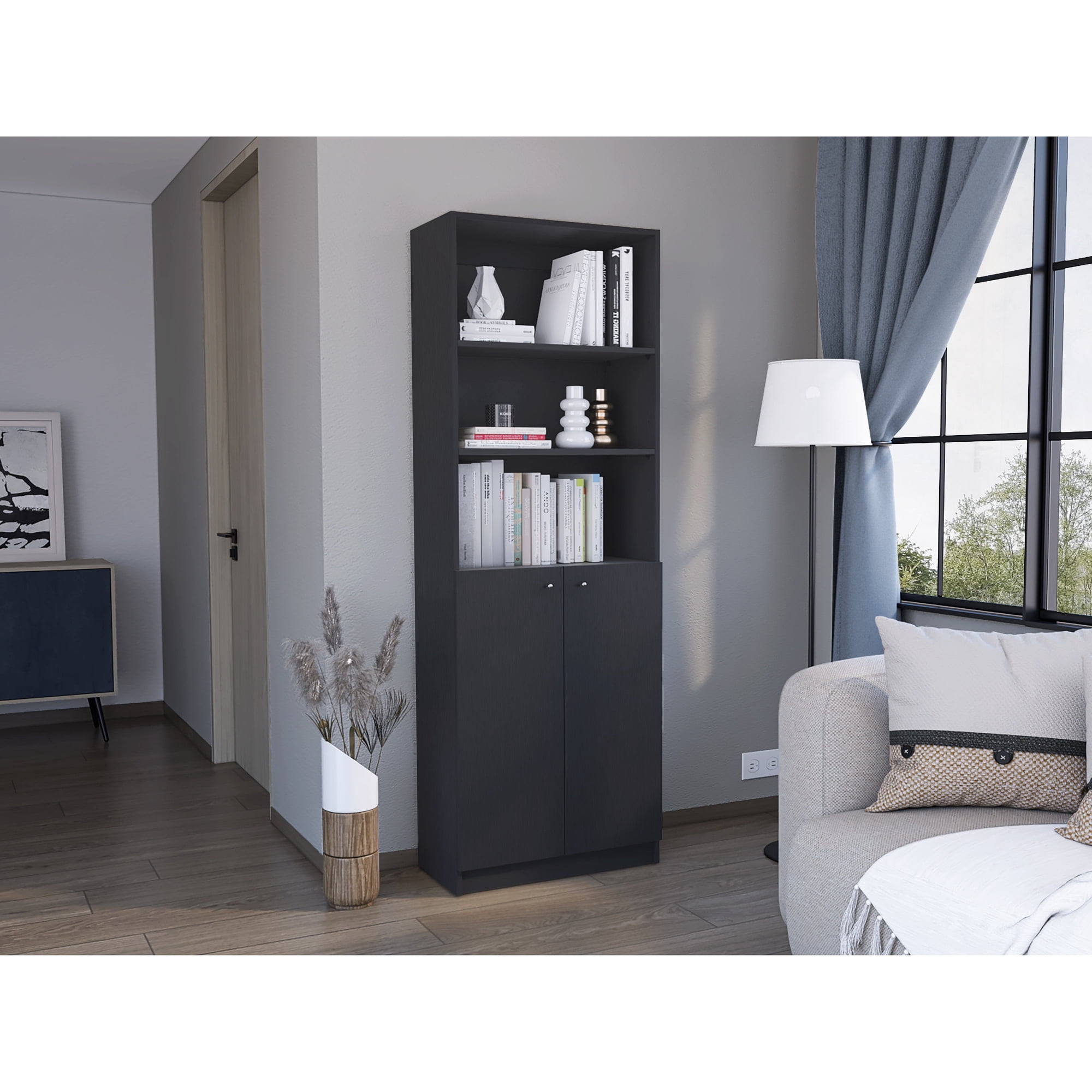 Tuhome - Bibioteca Home 2 Puertas 5 Niveles Wengue 180,6x62,8x29,9 Cm