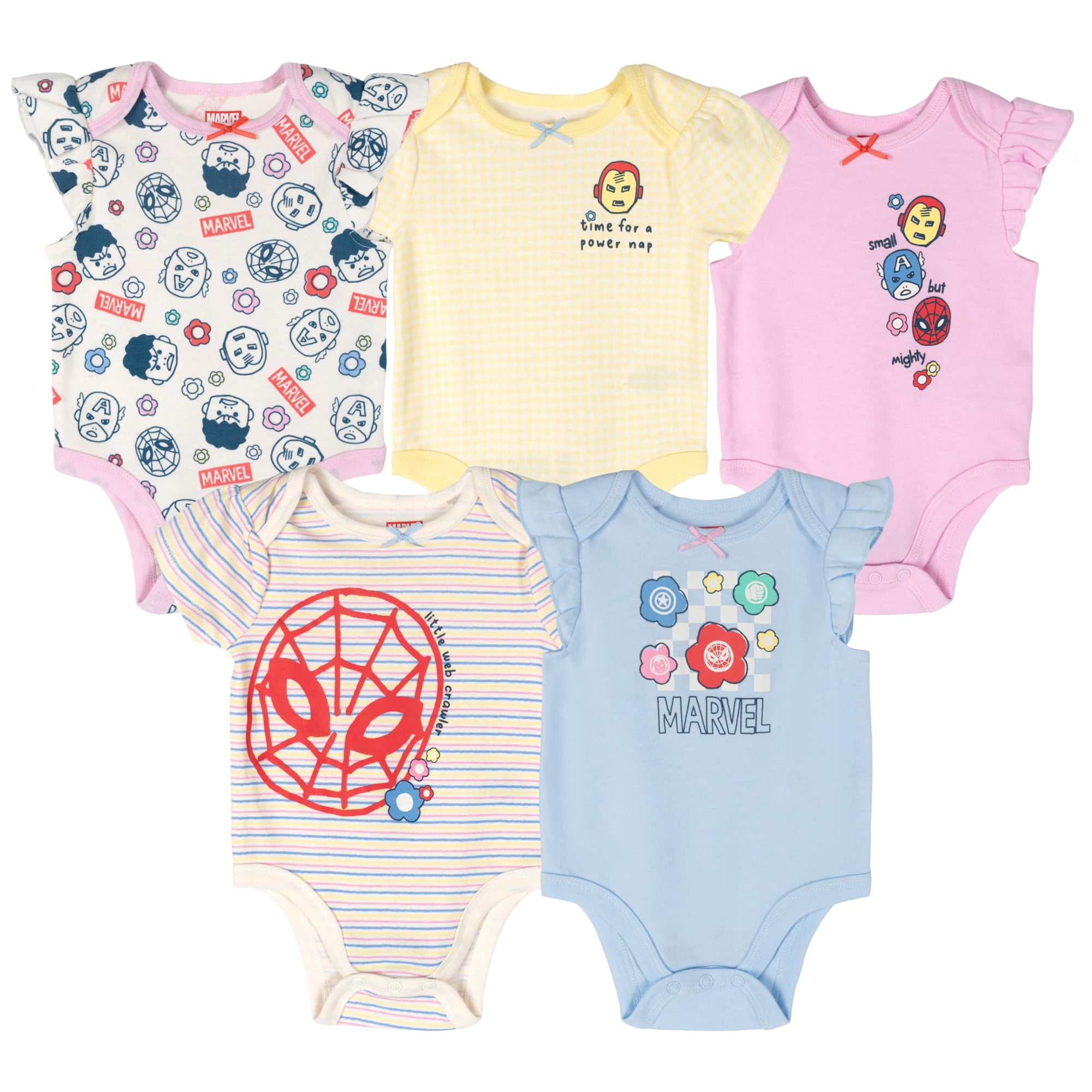 Body Marvel Avengers Para Niñas Recién Nacidas, Paquete De 5, De 3 A 6 Meses