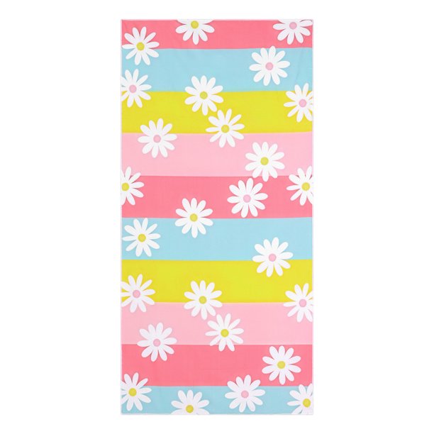 Toalla de Playa Sobredimensionada REGALWOVEN, Toallas de Piscina Ligeras y de Secado Rápido para Viajes, Deportes, Camping Patrón de Margaritas 28" x 56"